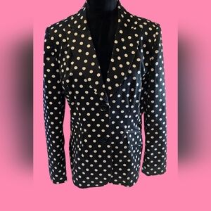 Focus 2000 Polka Dot Pink Lined Blazer Size 10